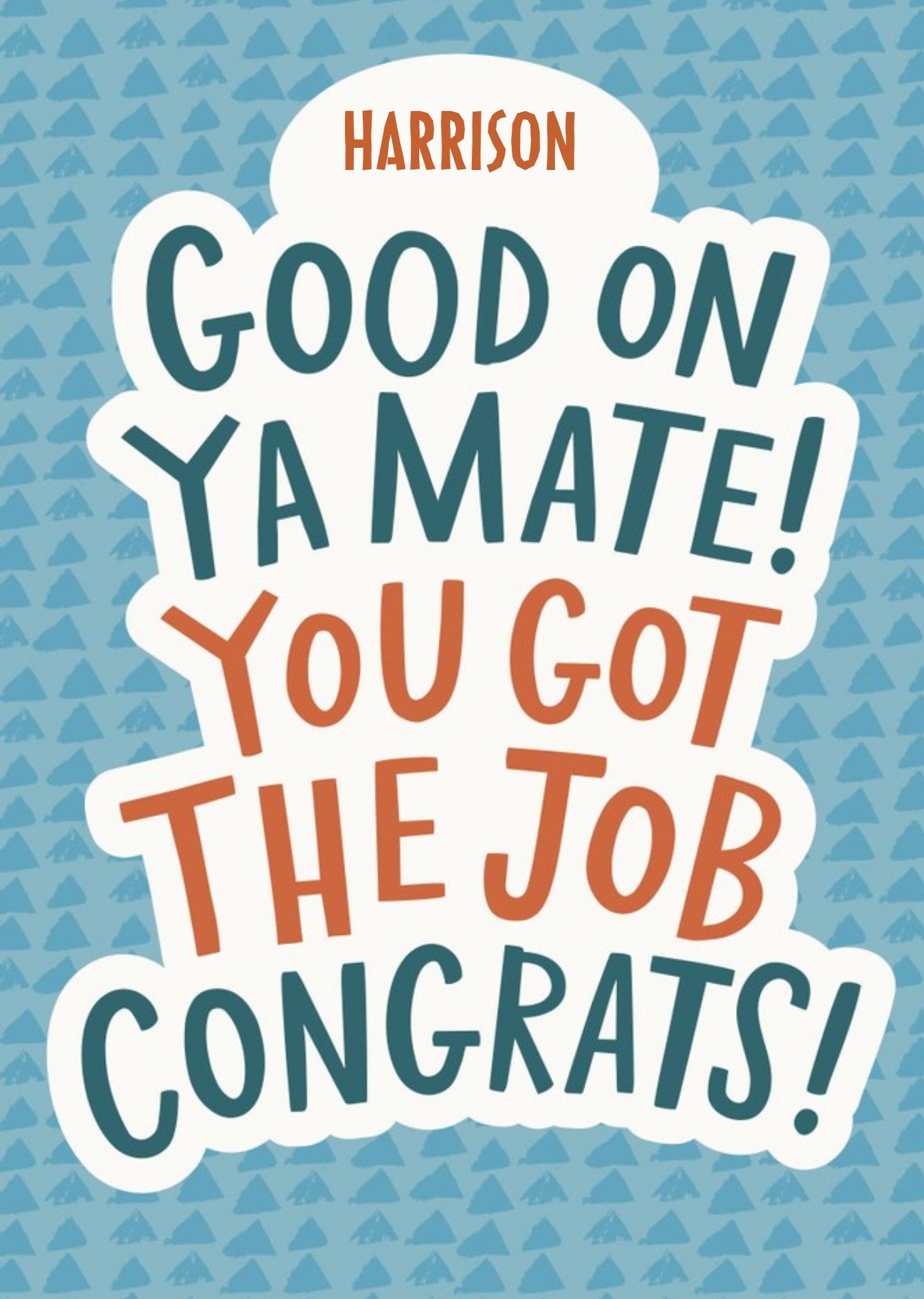 Dotty Black Typographic New Job Congrats Blue Personalised Card Ecard