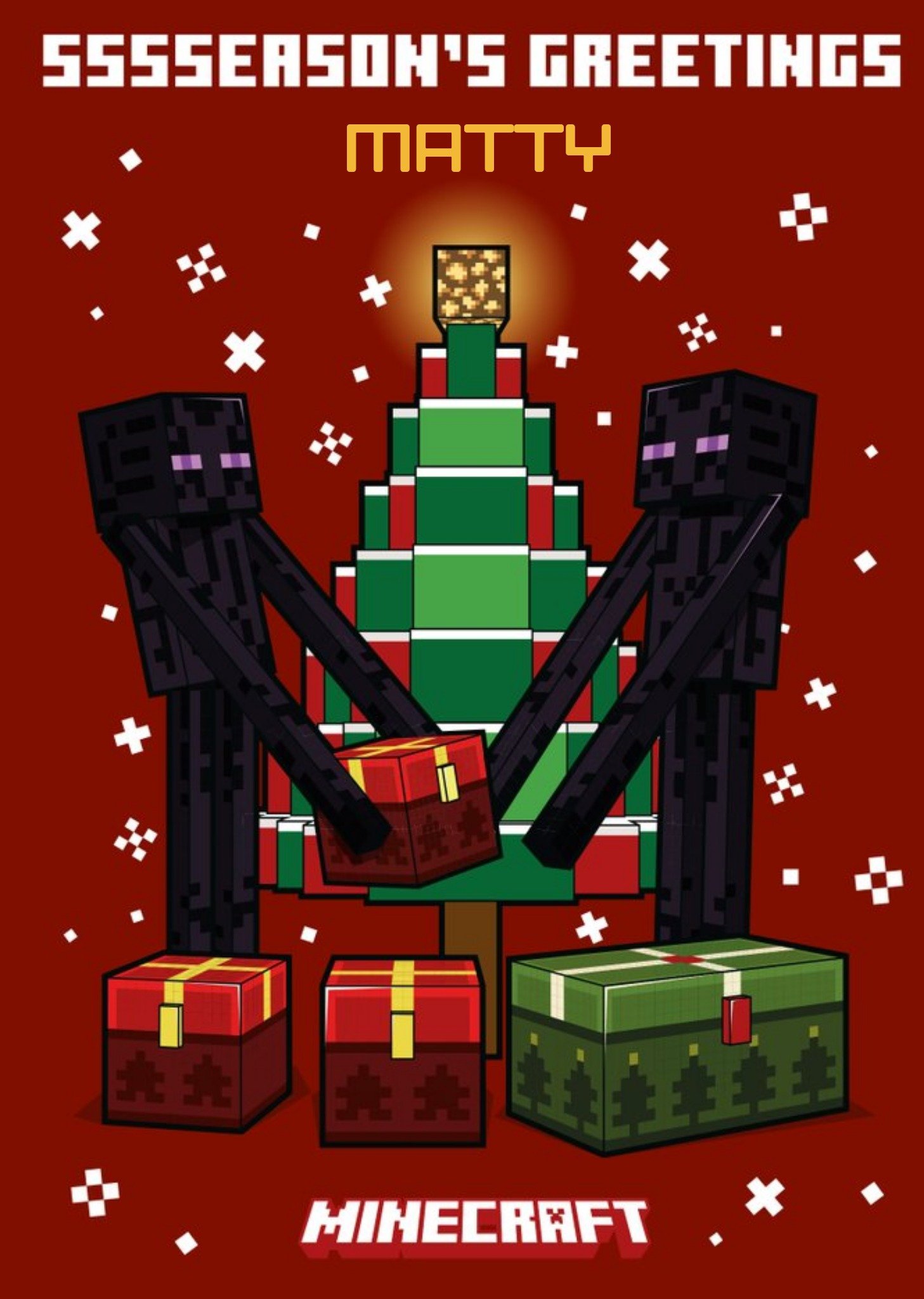 Minecraft Season's Greetings Christmas Card, Large
