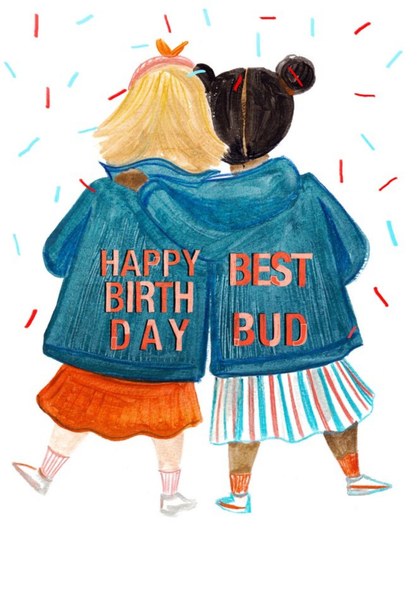 Moonpig Katie Hickey Girl Characters Best Bud Birthday Card, Large