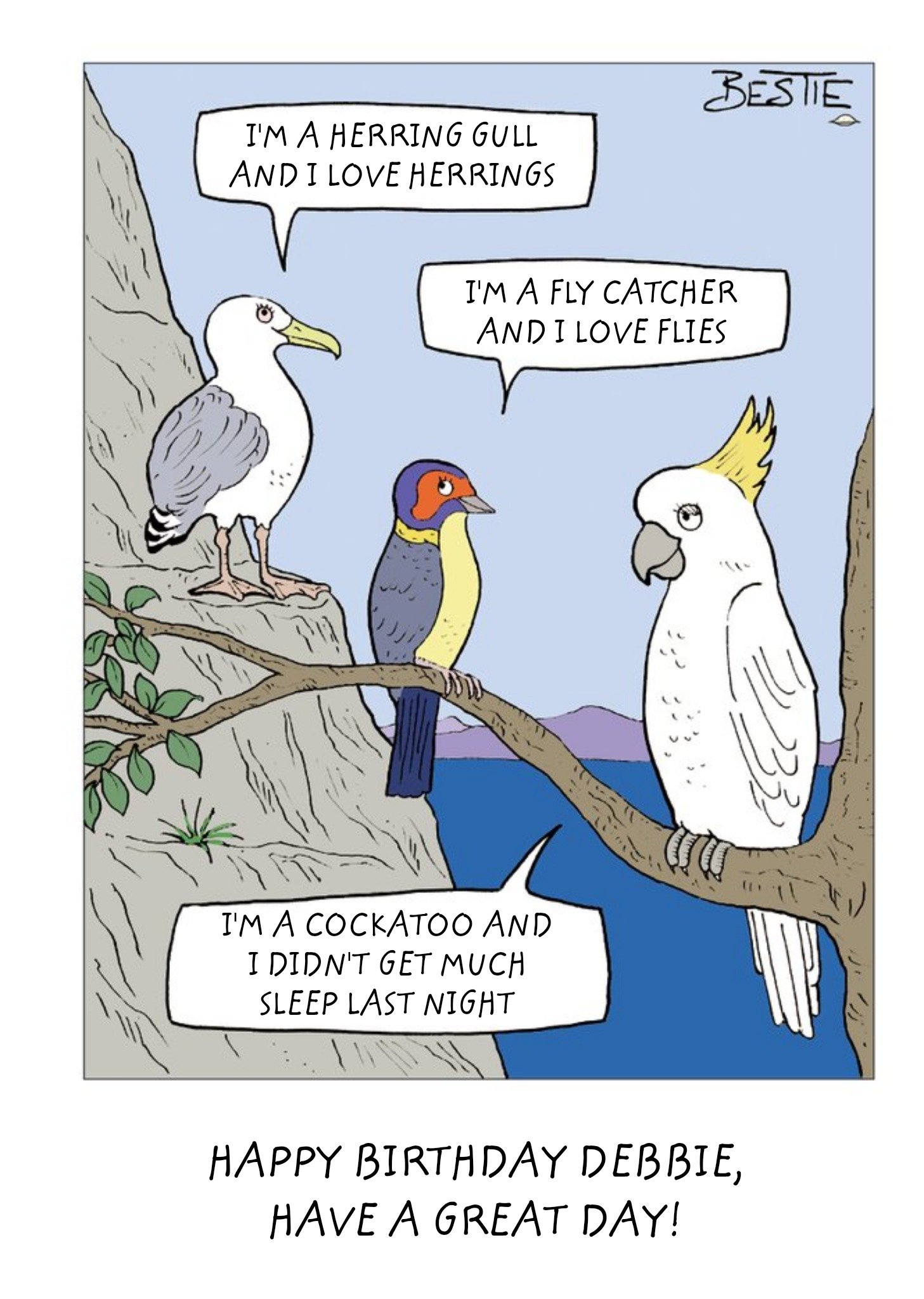 Moonpig Bird Chatter Cartoon Card Ecard