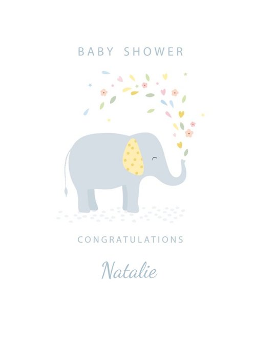 Cute Illustrative Elephant Baby Shower Card