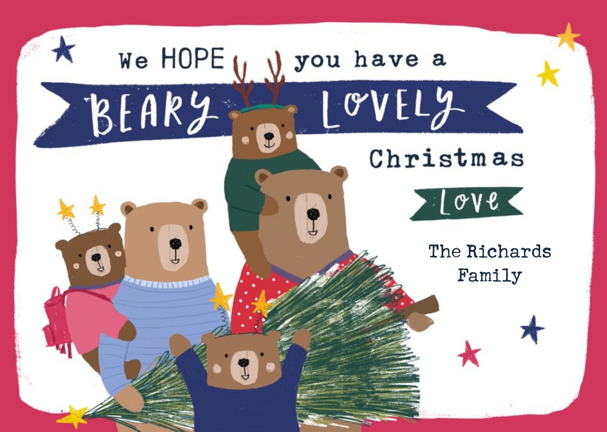 Beary Lovely Family Of 5 Bears Christmas From The Family Ecard