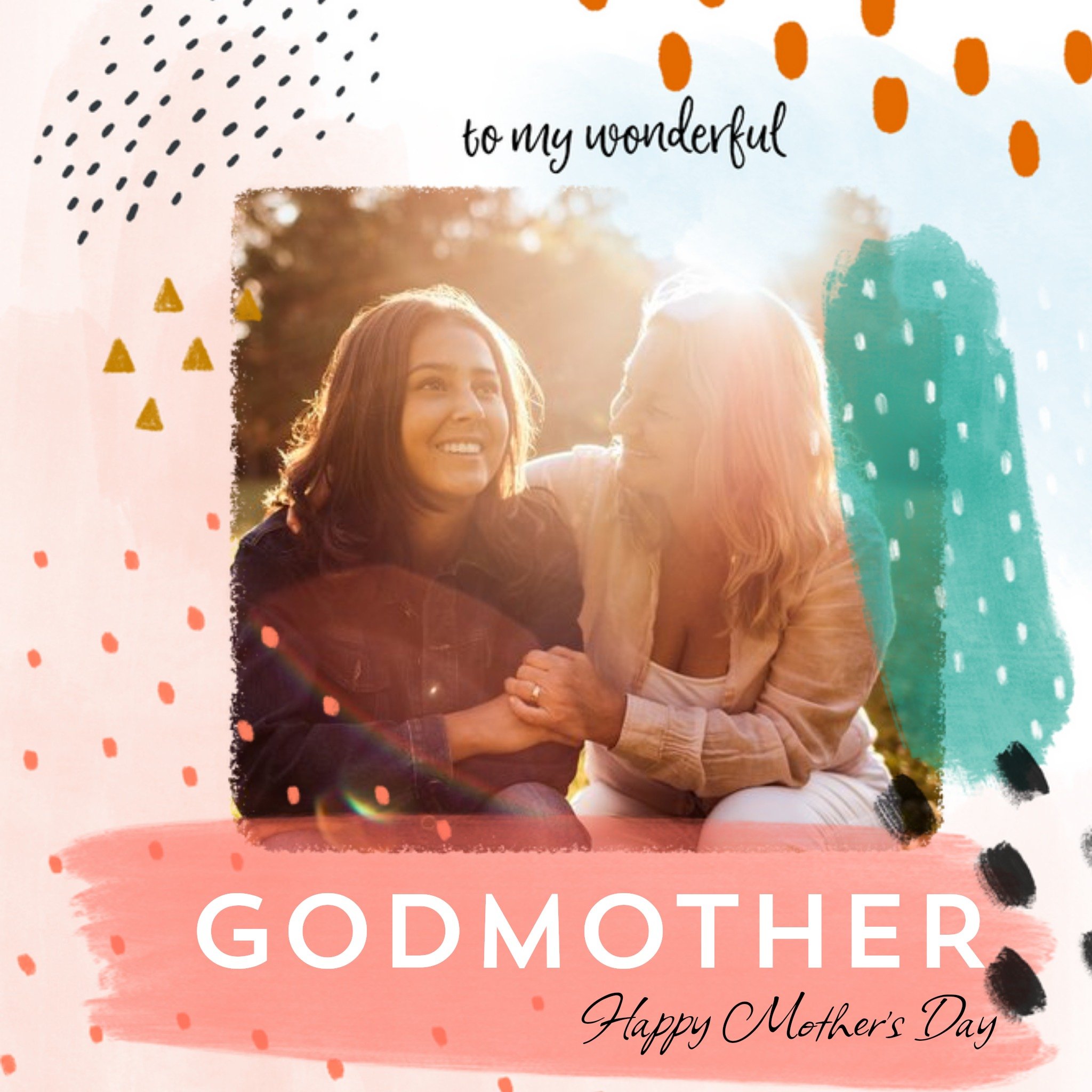 Colorful Abstract Patterns To A Wonderful Godmother Mother's Day Card, Square