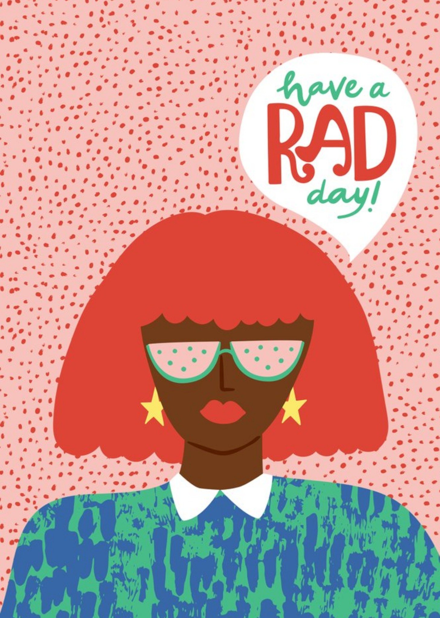 Modern Illustrated Cool Lady Have A Rad Day Birthday Card Ecard