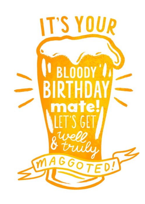 Vintage Illustration Of A Pint Of Beer With Various Typography Birthday Card