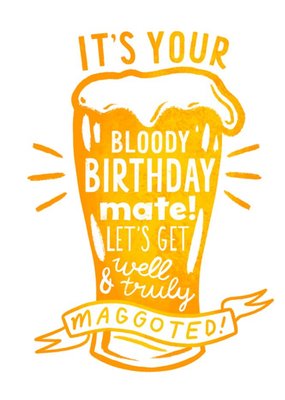 Vintage Illustration Of A Pint Of Beer With Various Typography Birthday Card