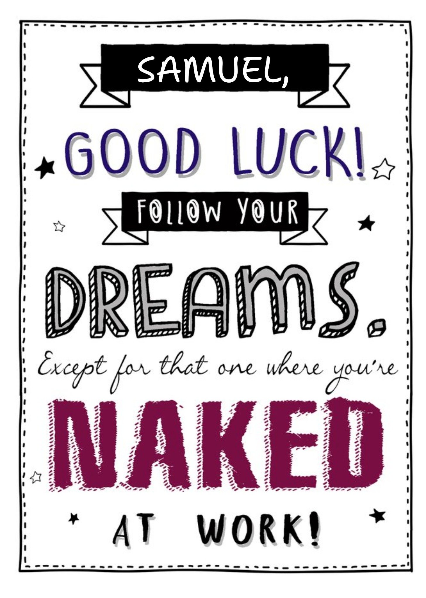Moonpig Personalised Good Luck, Follow Your Dreams Card, Large