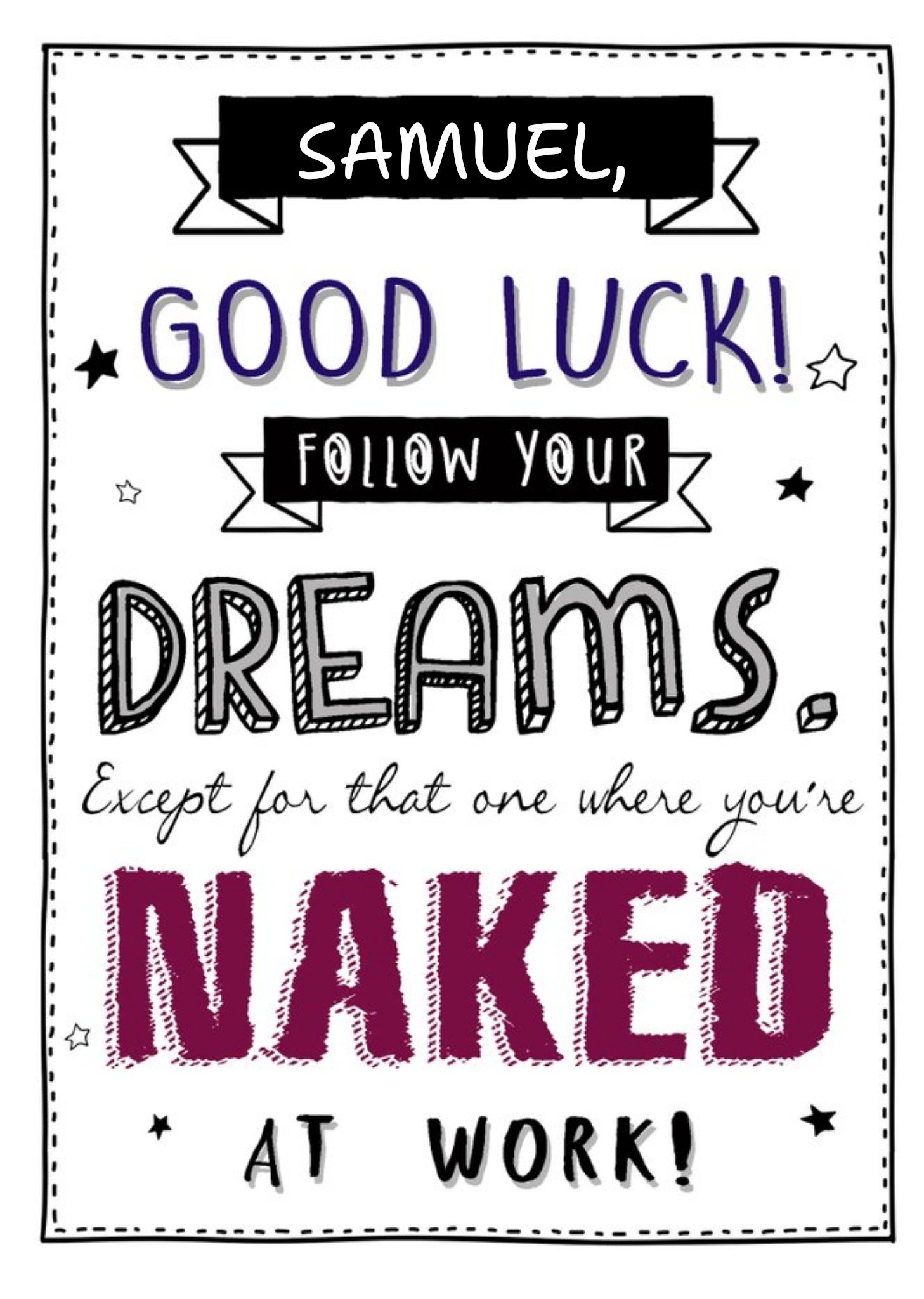 Personalised Good Luck, Follow Your Dreams Card Ecard