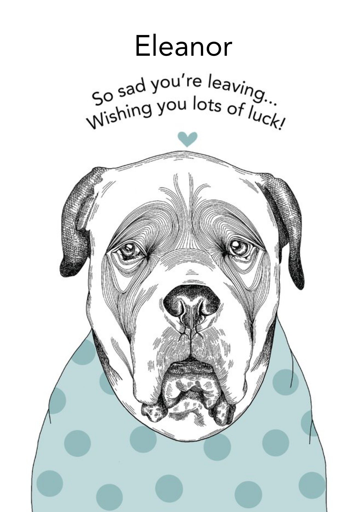 Love Hearts Dotty Dog Art Illustrated New Job Dog Leaving Card Ecard