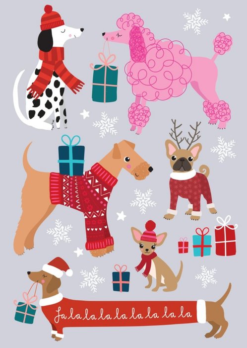 Cute Christmas Dogs Falalalala Christmas Card