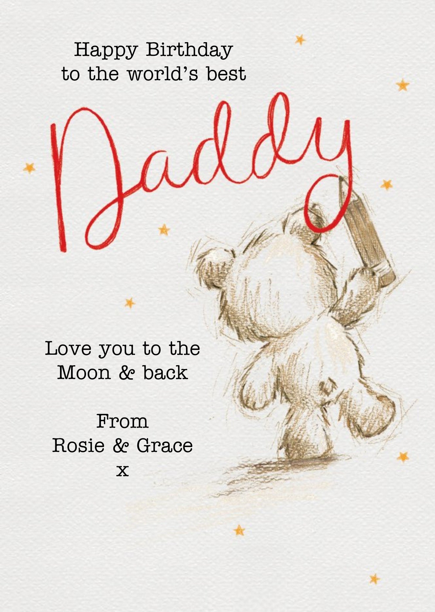 Moonpig Cute Illustrated Bear Personalised Daddy Birthday Card, Large