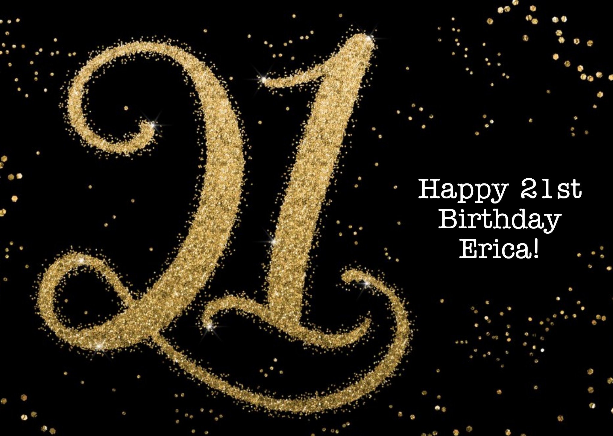 Metallic Gold Lettering 21st Birthday Card Ecard