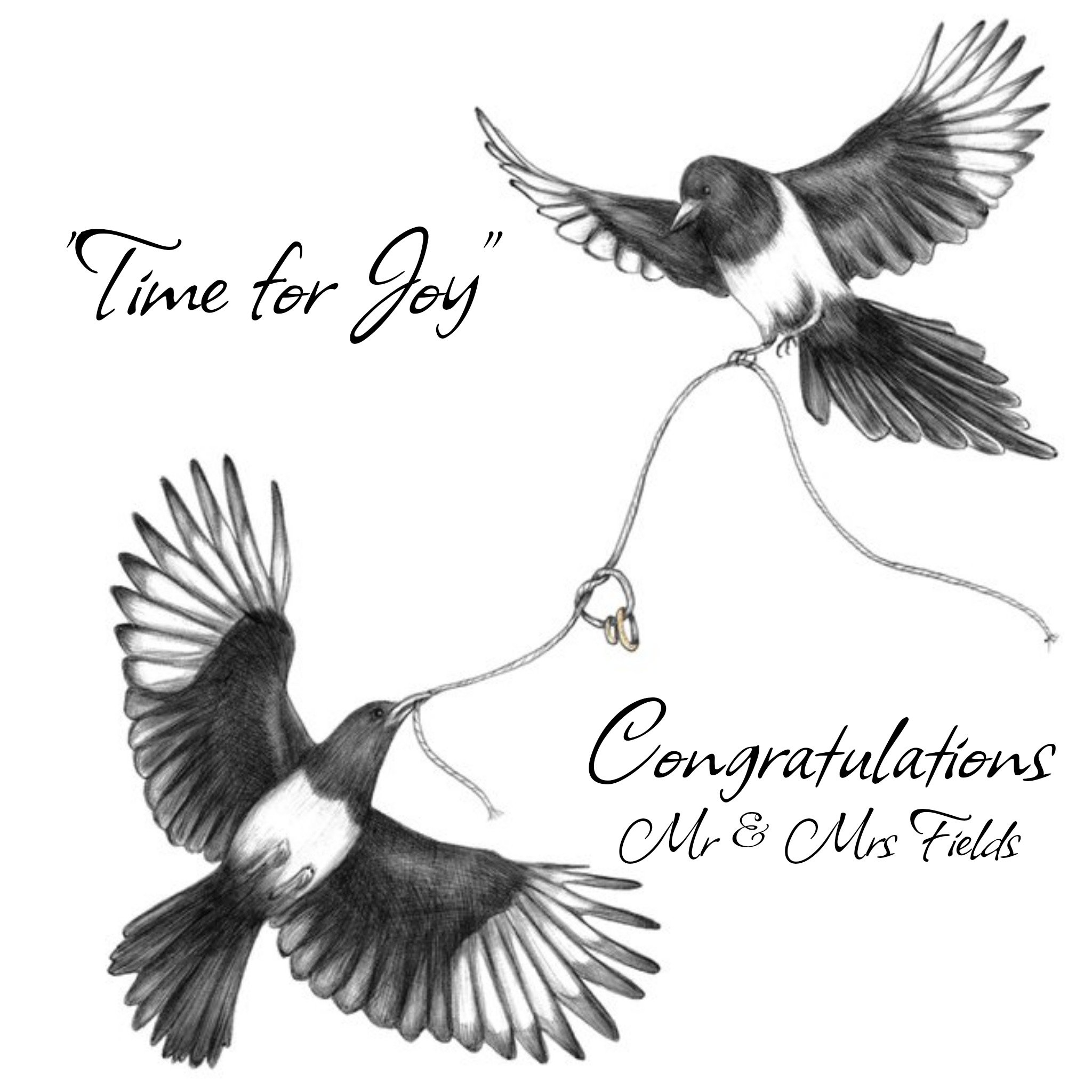 Time For Joy Magpies Wedding Card, Square