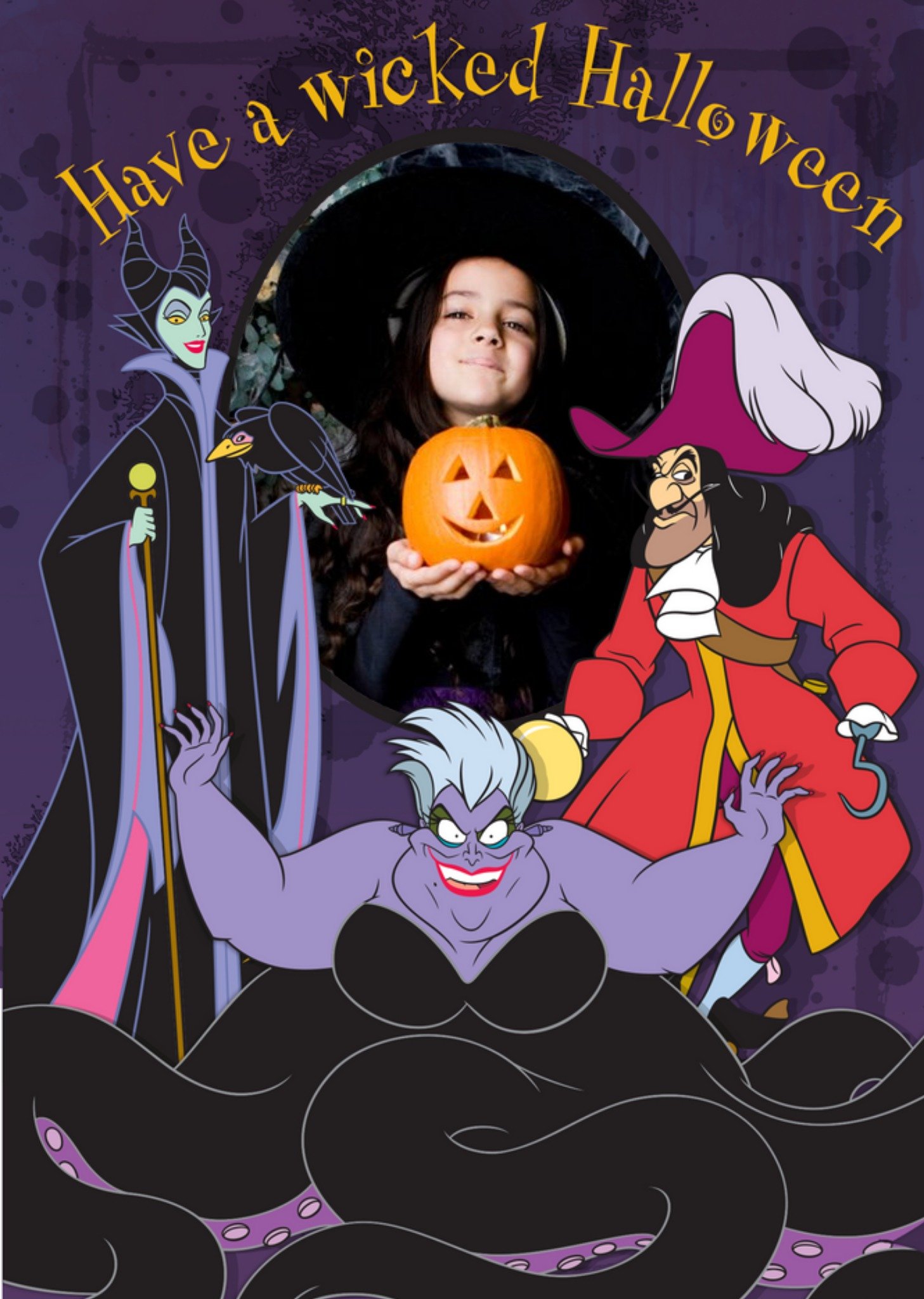 Disney The Evil Villains Have A Wicked Halloween Photo Card, Large