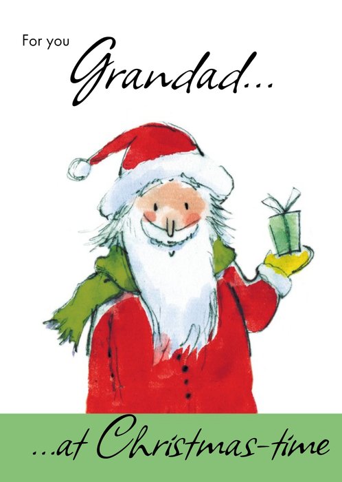Illustration of Father Christmas Modern Christmas Card for Grandad