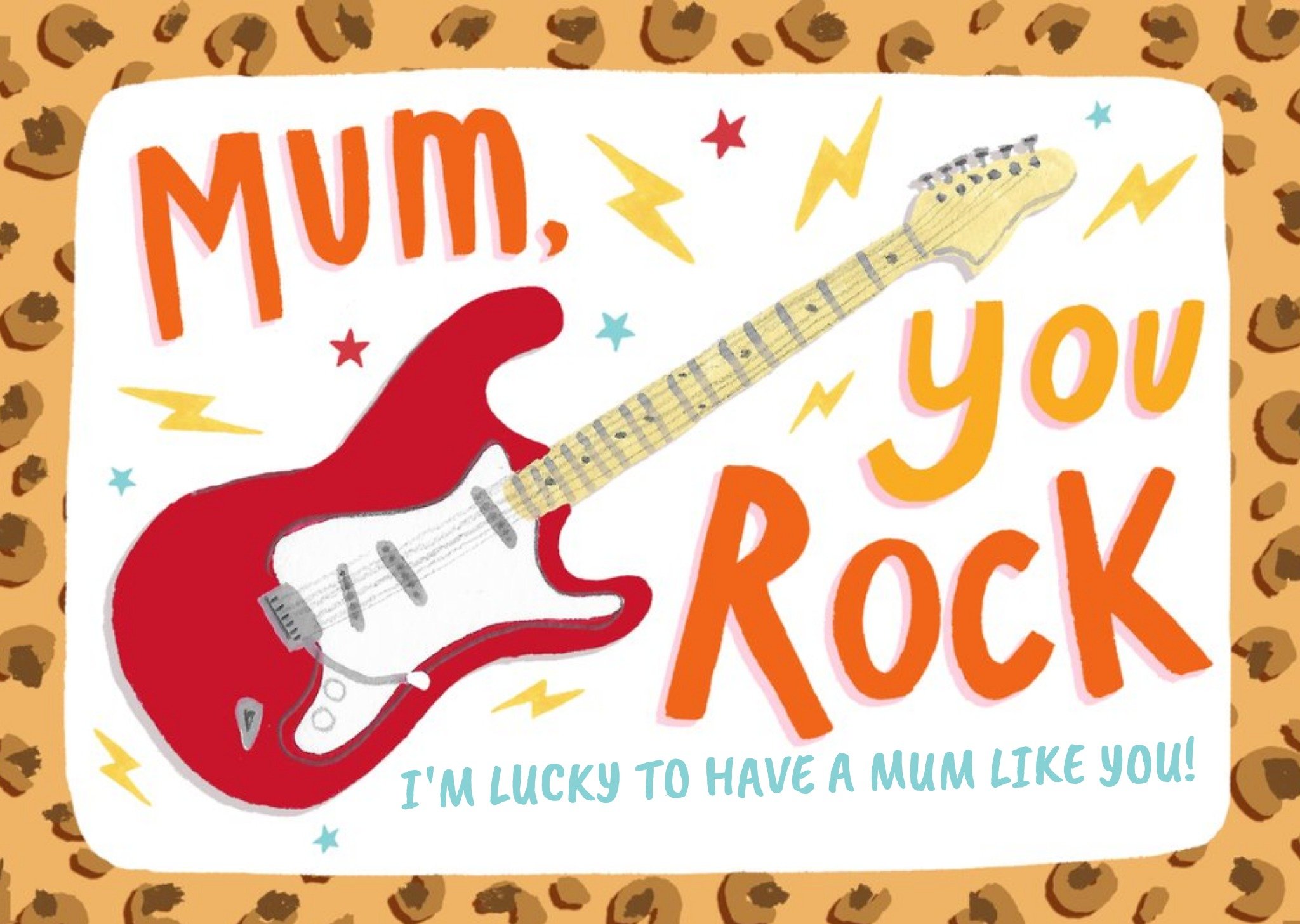 Leopard Print Mum You Rock Cool Mother's Day Card Ecard