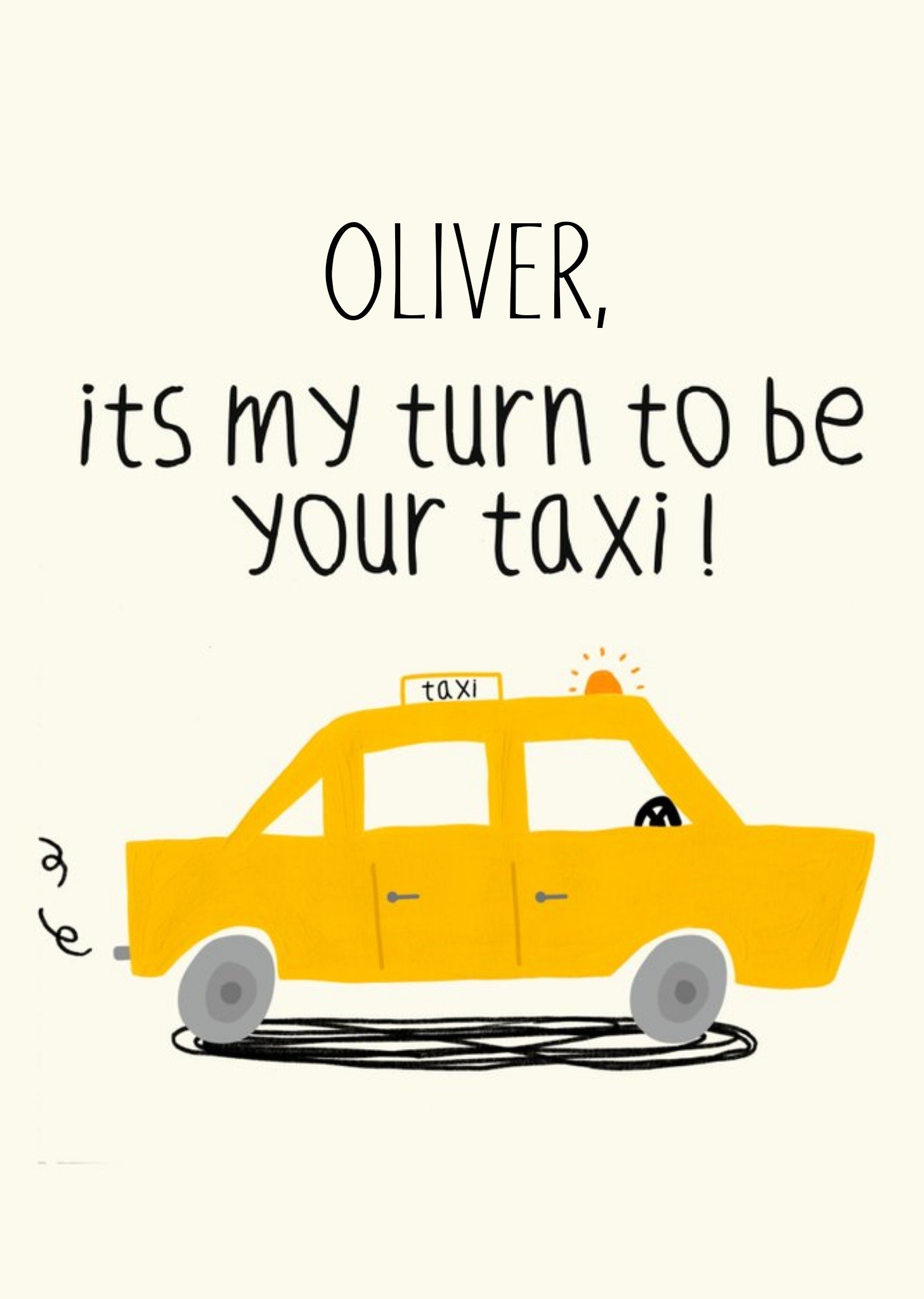 Illustrated Taxi Funny Customisable New Driver Card Ecard