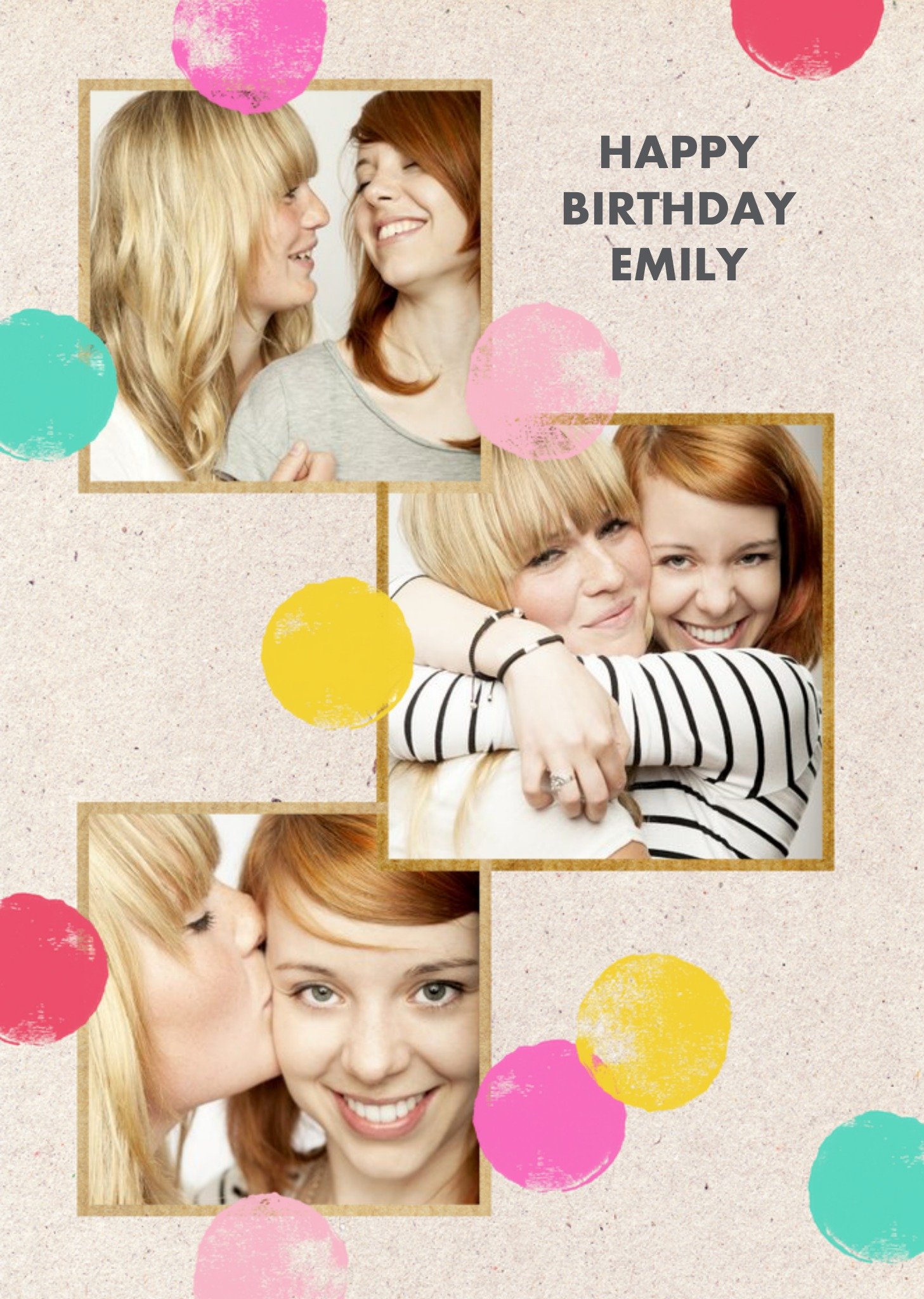 Other Neon Polka Dots Happy Birthday Photo Card, Large