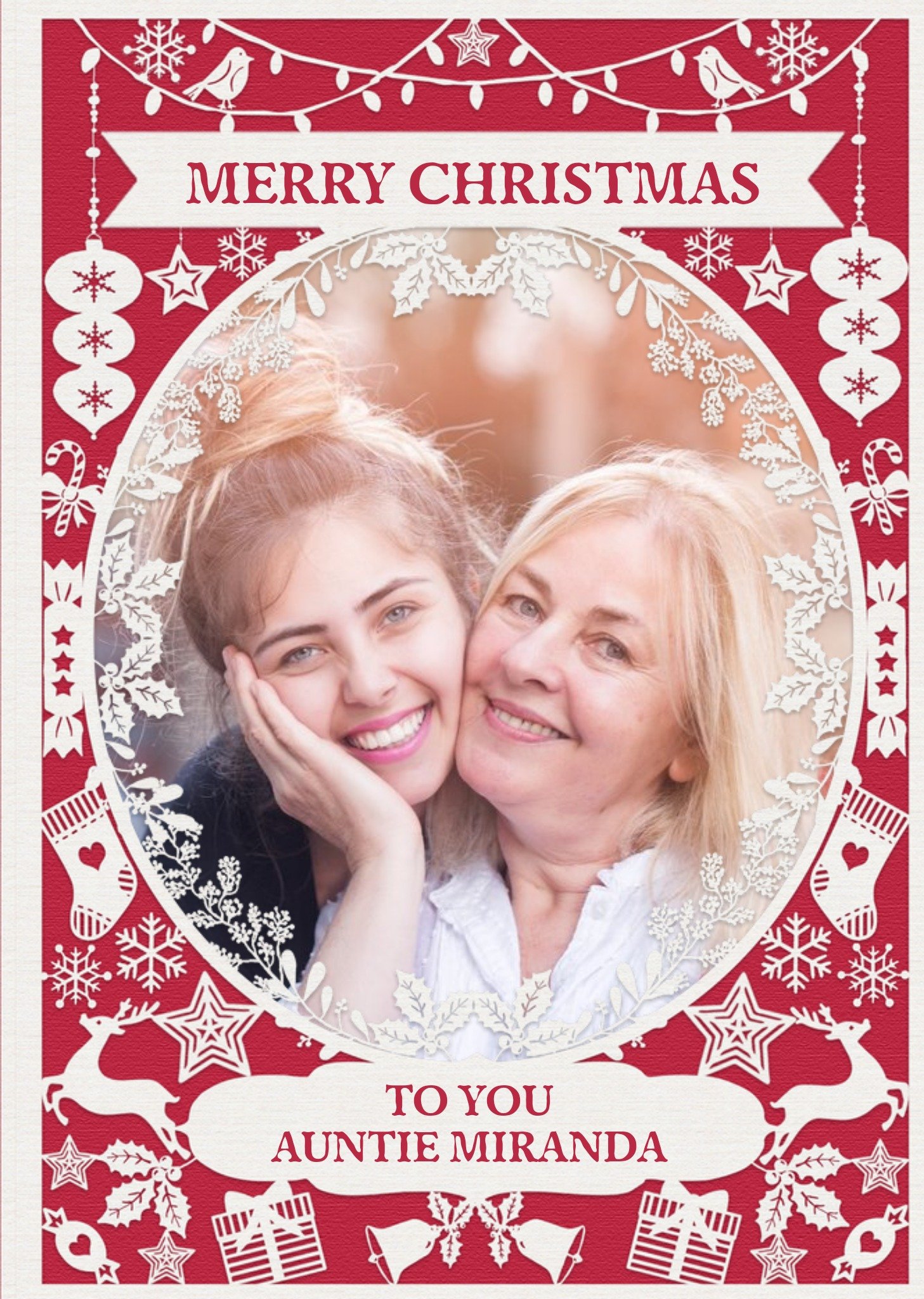 Paper Frames Photo Upload Christmas Card Merry Christmas To You Auntie Ecard