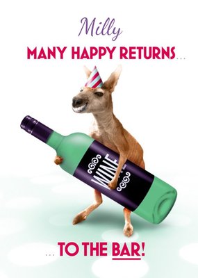 Party Ready Kangaroo Many Happy Returns Personalised Card