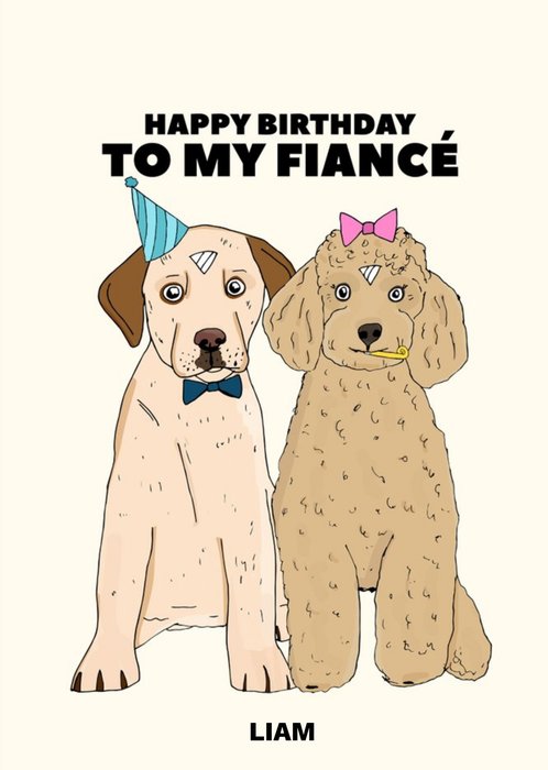 Pearl and Ivy Dogs Fiancé Birthday Card