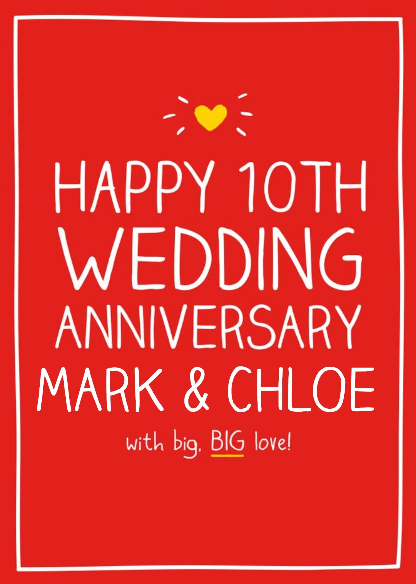 Happy Jackson - Happy 10th Wedding Anniversary, With Big, Big Love Postcard