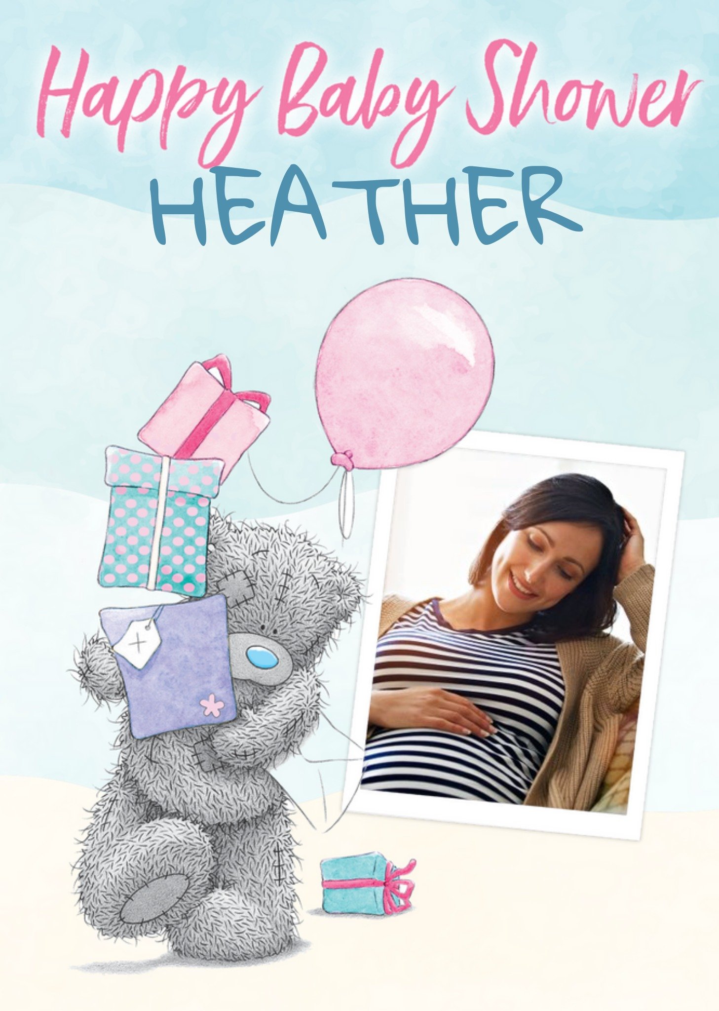 Me To You Tatty Teddy Cute Happy Baby Shower Photo Upload Card