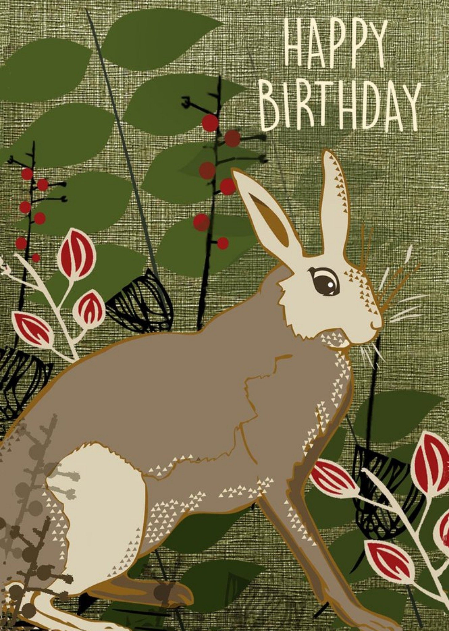 Moonpig Floral Pattern Hare Birthday Card Ecard