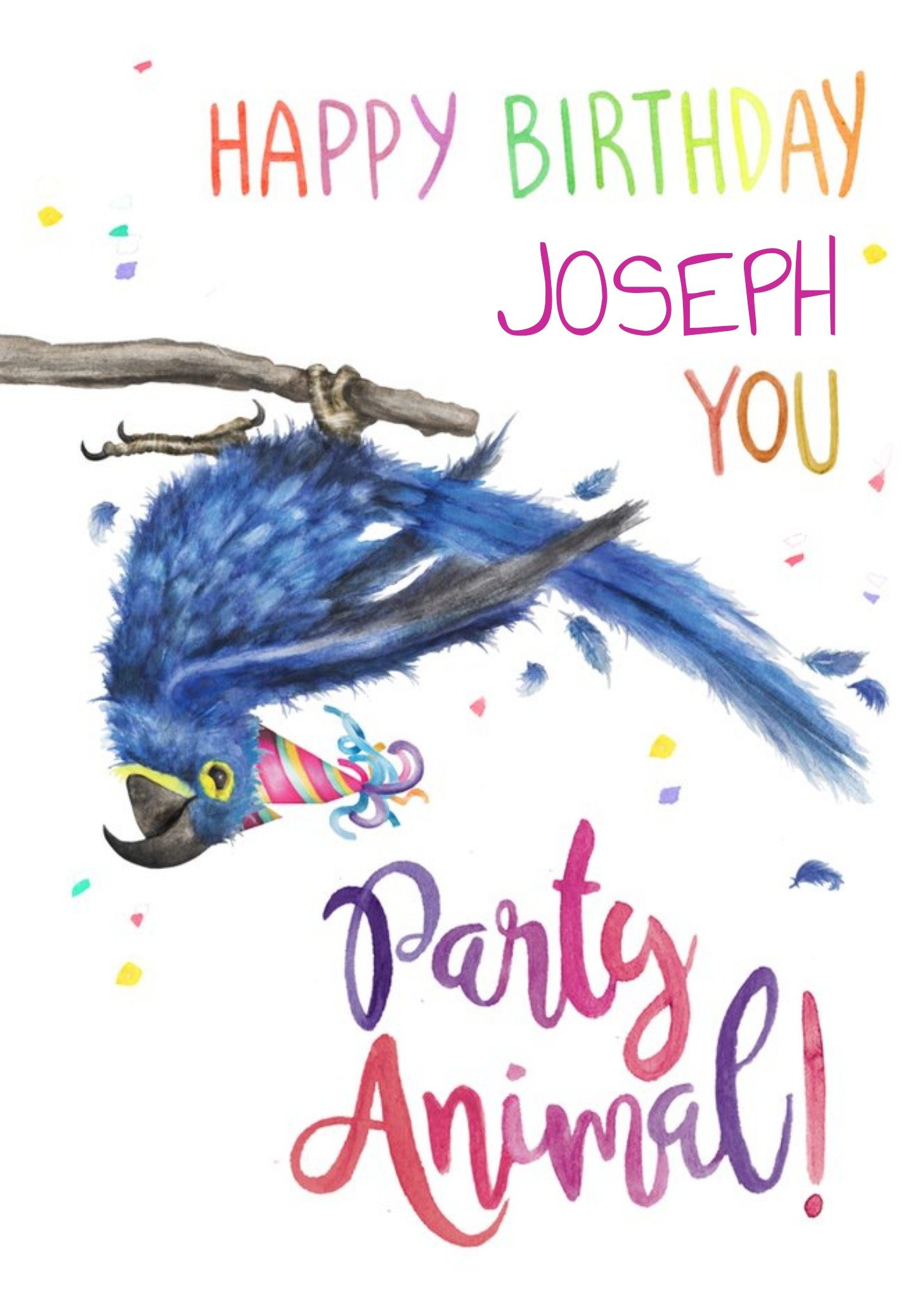 Other Citrus Bunn Bird Party Animal Personalised Happy Birthday Card, Large