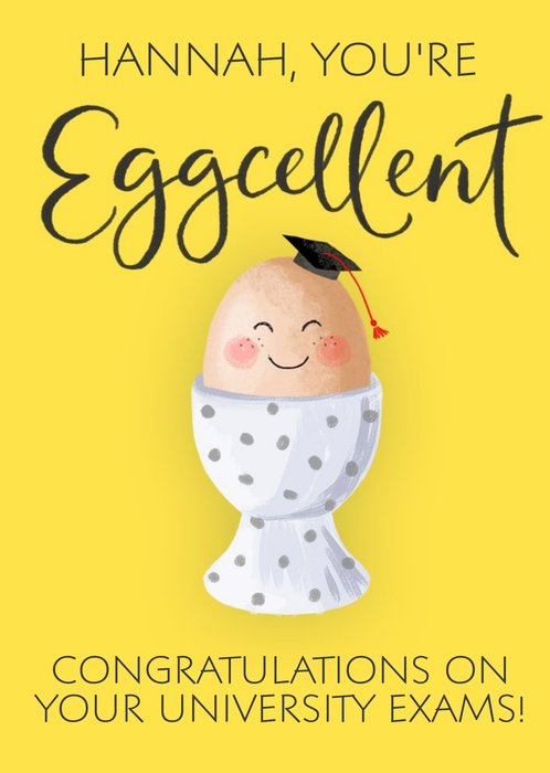 Illustration Of A Smiling Egg Wearing A Mortarboard Congratulations On Your University Exams Card