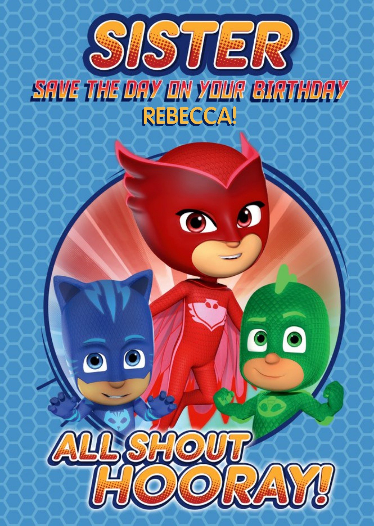 Pj Masks Birthday Card - Sister - Save The Day On Your Birthday, Large