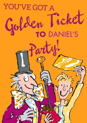 Willy Wonka Youve Got A Golden Ticket Birthday Invitation