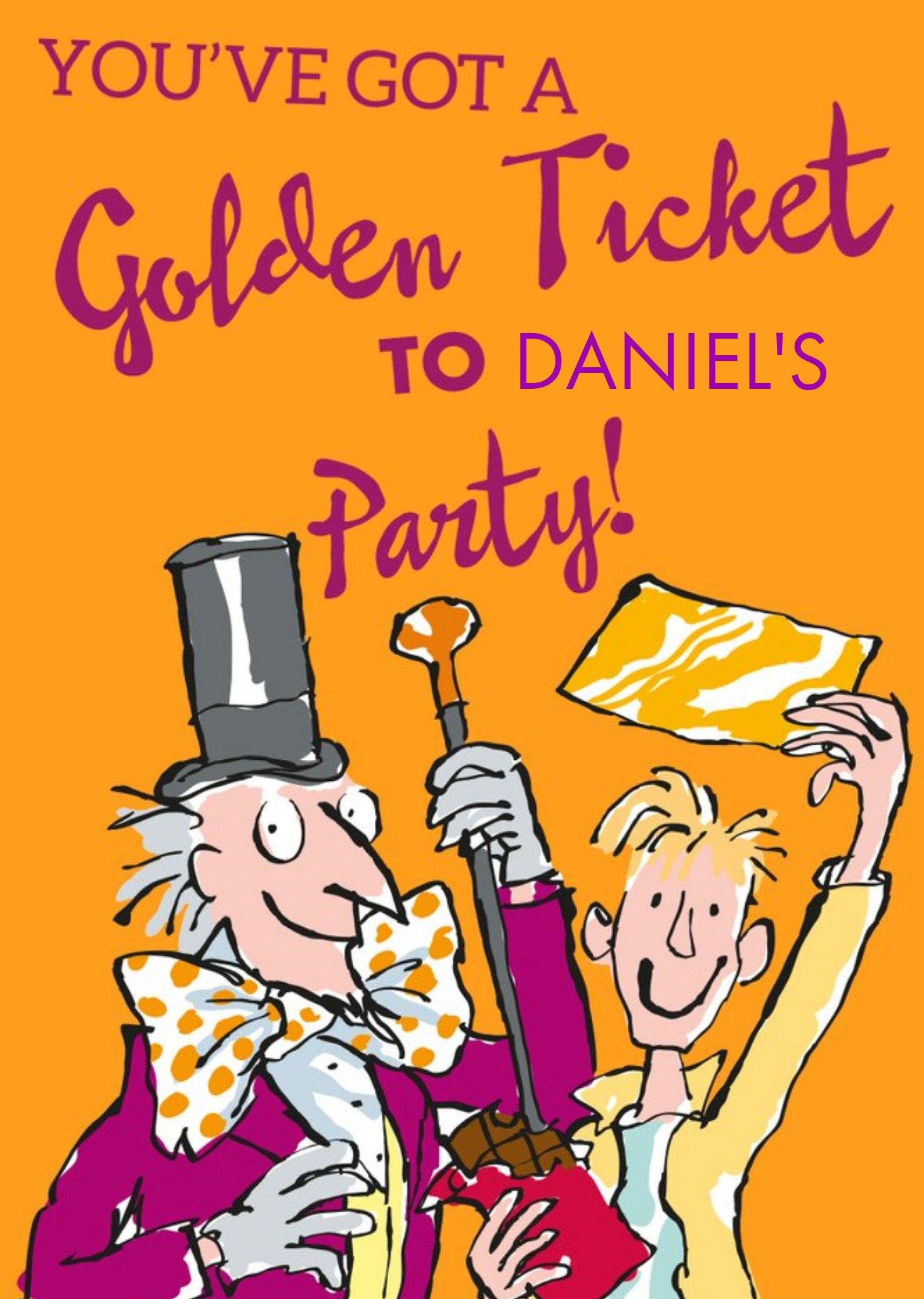 Other Willy Wonka Youve Got A Golden Ticket Birthday Invitation Ecard