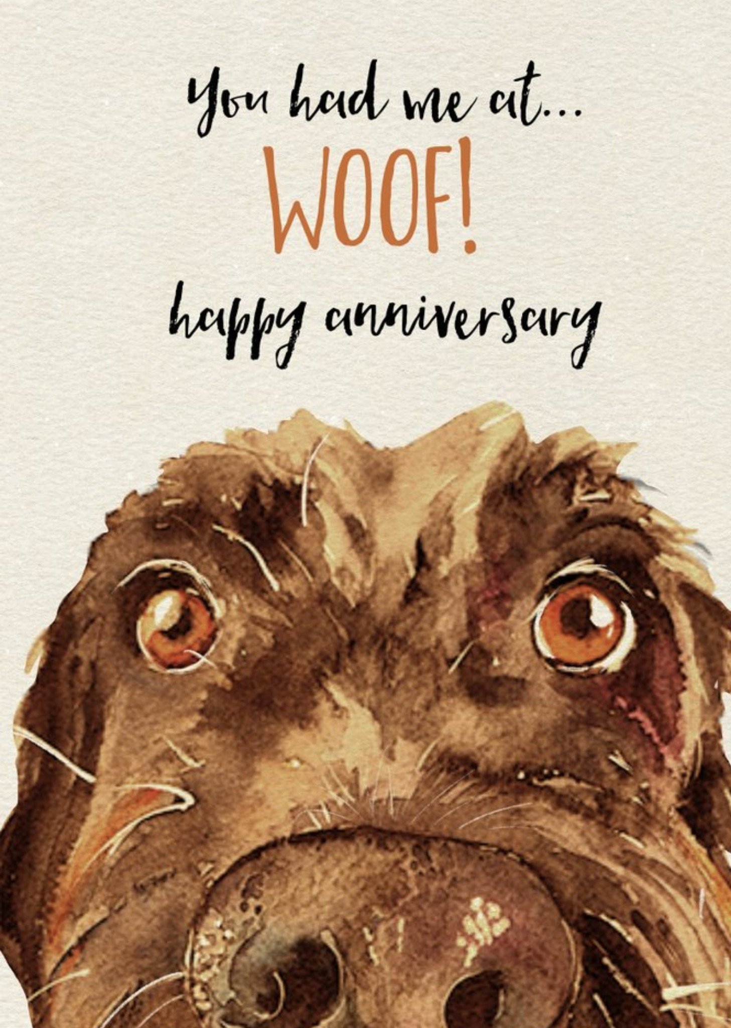 Cute Dog Watercolour Illustration You Had Me At Woof Anniversary Card Ecard