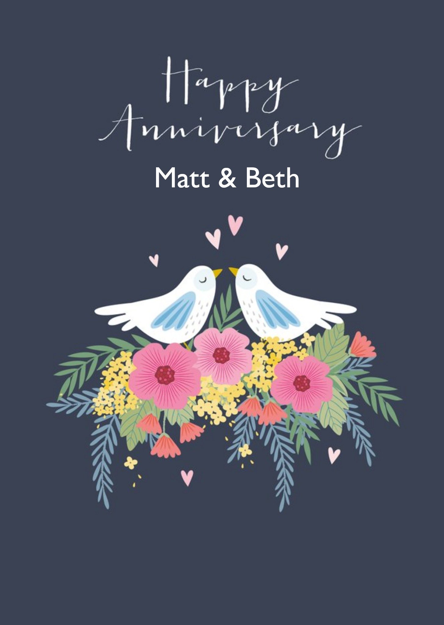 Cute Dove Floral Anniversary Card Ecard