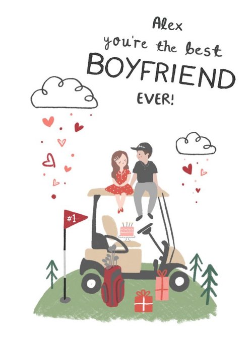 Golfing Illustration Customisable Boyfriend Card