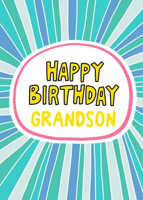 Angela Chick Illustrated Stripe Pattern Grandson Birthday Card