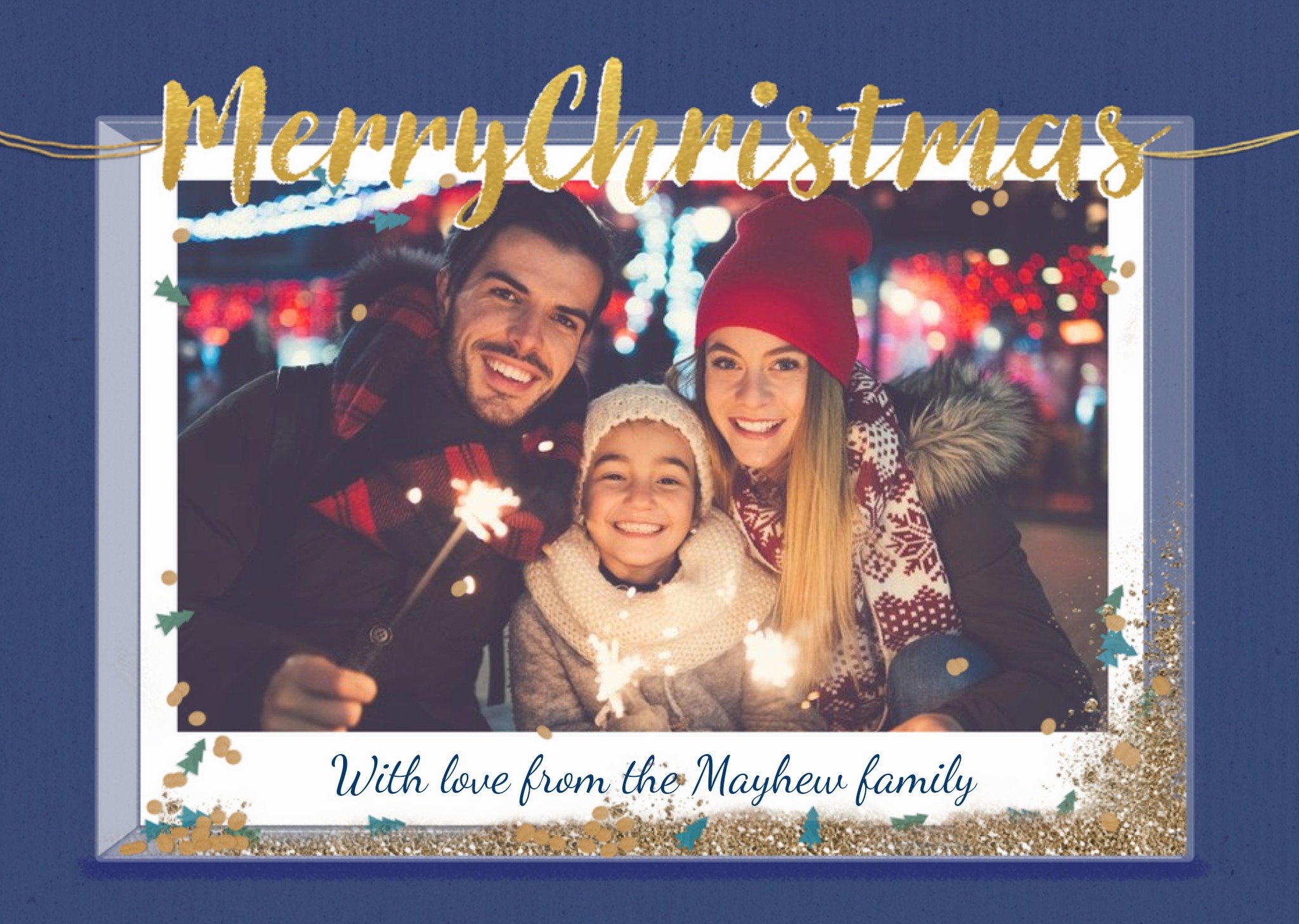 Moonpig From The Family Glittery Scene Photo Upload Christmas Card Ecard