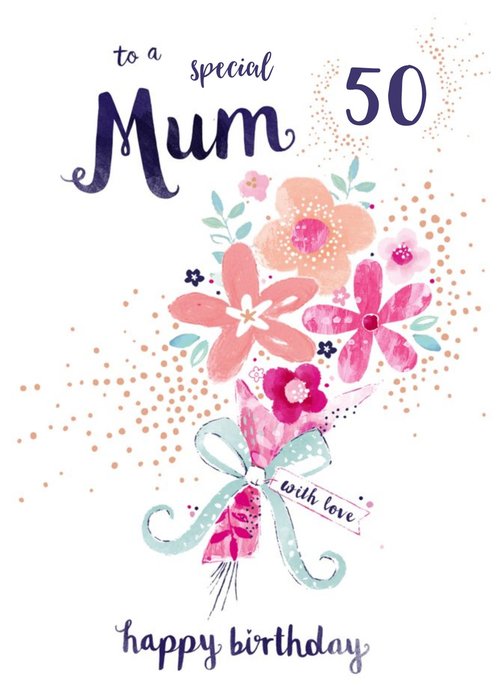 Hotchpotch Illustrated Pink Mum Floral Milestone Birthday Card