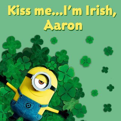Despicable Me Minions Kiss Me I'm Irish Valentine's Day Card