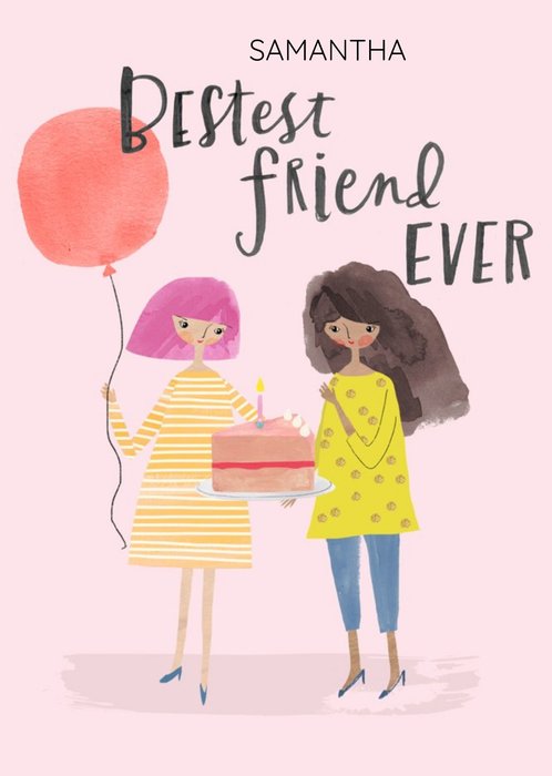 Illustration Of Two Female Friends Bestest Friend Ever Card
