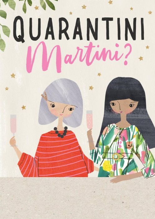 Socially Distanced Quarantini Martini Cocktails 2 Friends Happy Birthday Card