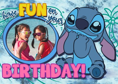 Lilo And Stitch Fun Photo Upload Birthday Postcard