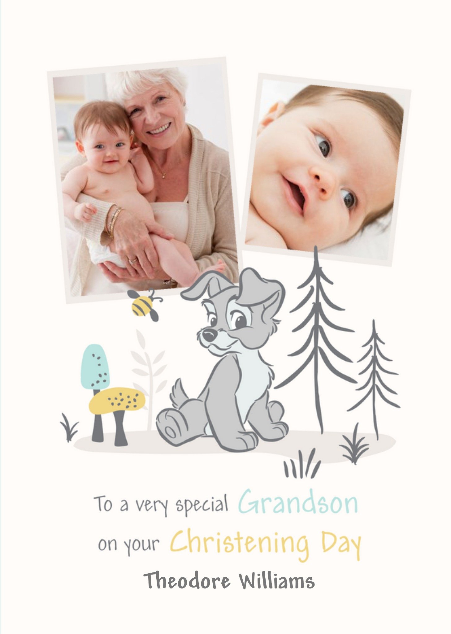 Disney Lady And The Tramp Special Grandson Photo Upload Christening Card Ecard