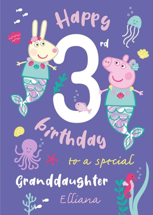 Peppa Pig Special Granddaughter Mermaid Birthday Card