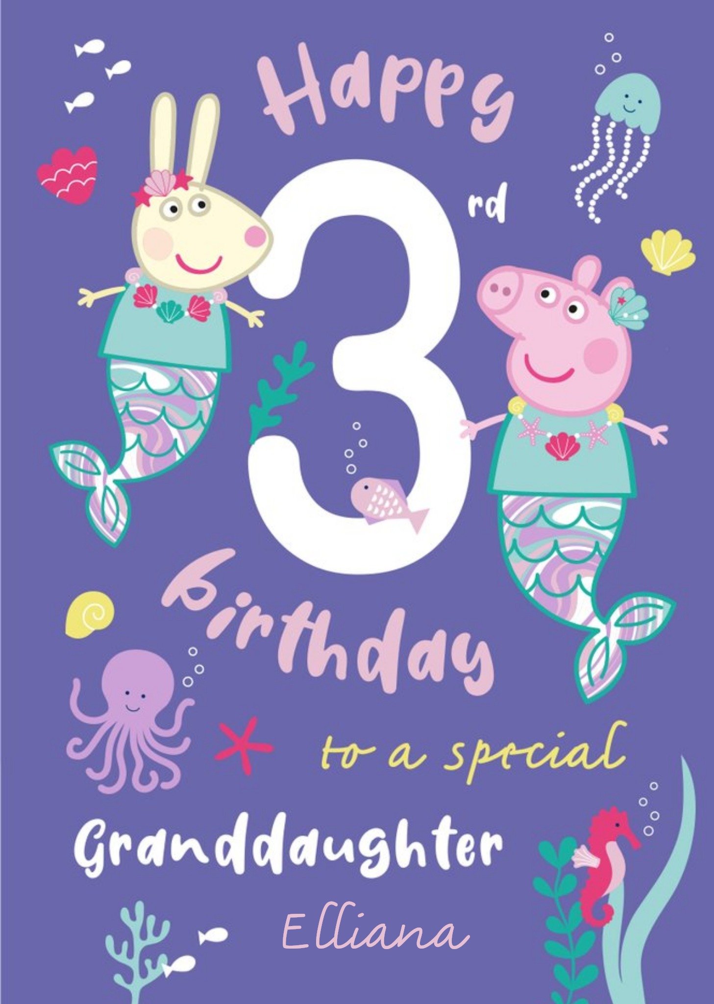 Peppa Pig Special Granddaughter Mermaid Birthday Card Ecard