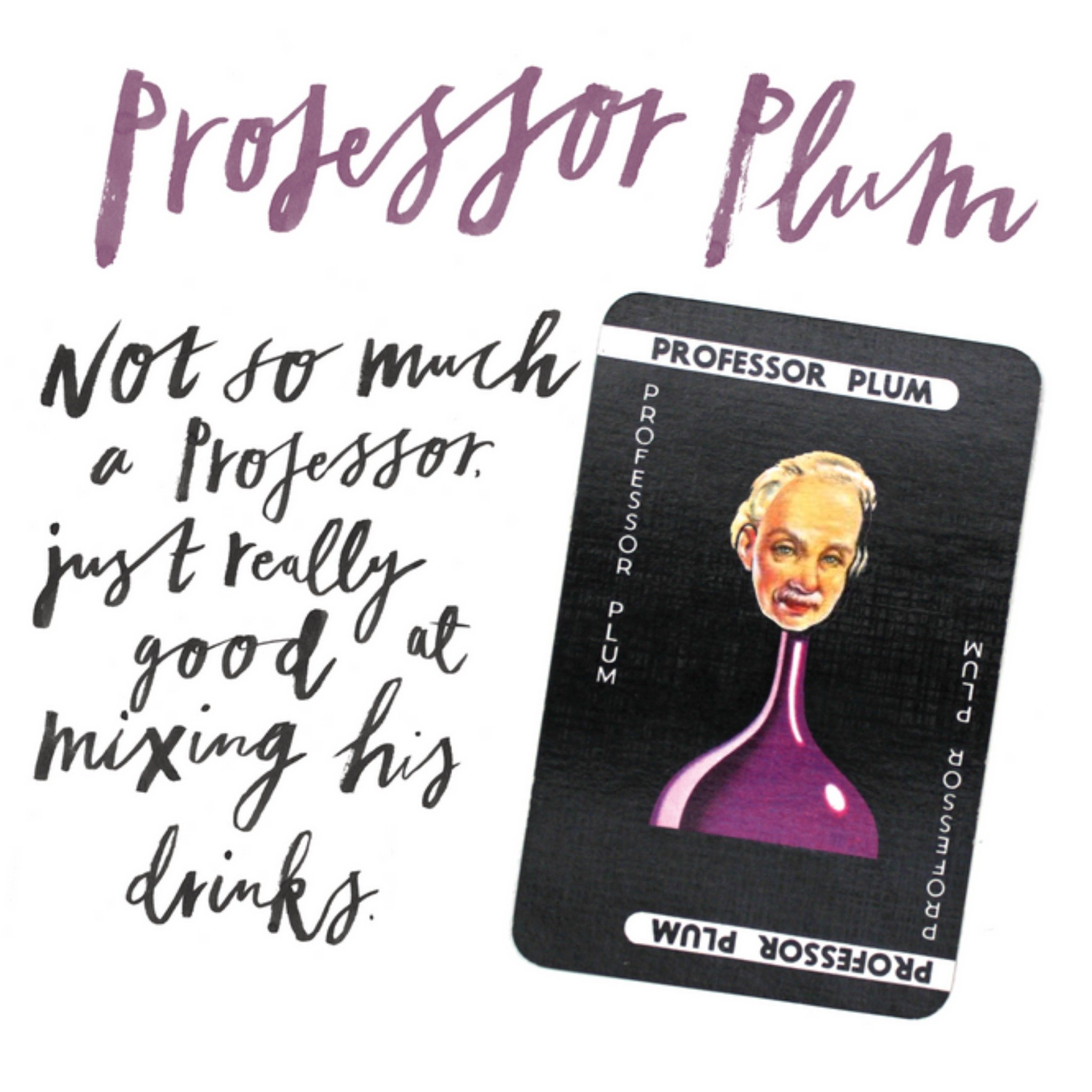 Other Cluedo Birthday Card - Professor Plum, Not So Much Of A Professor, Square