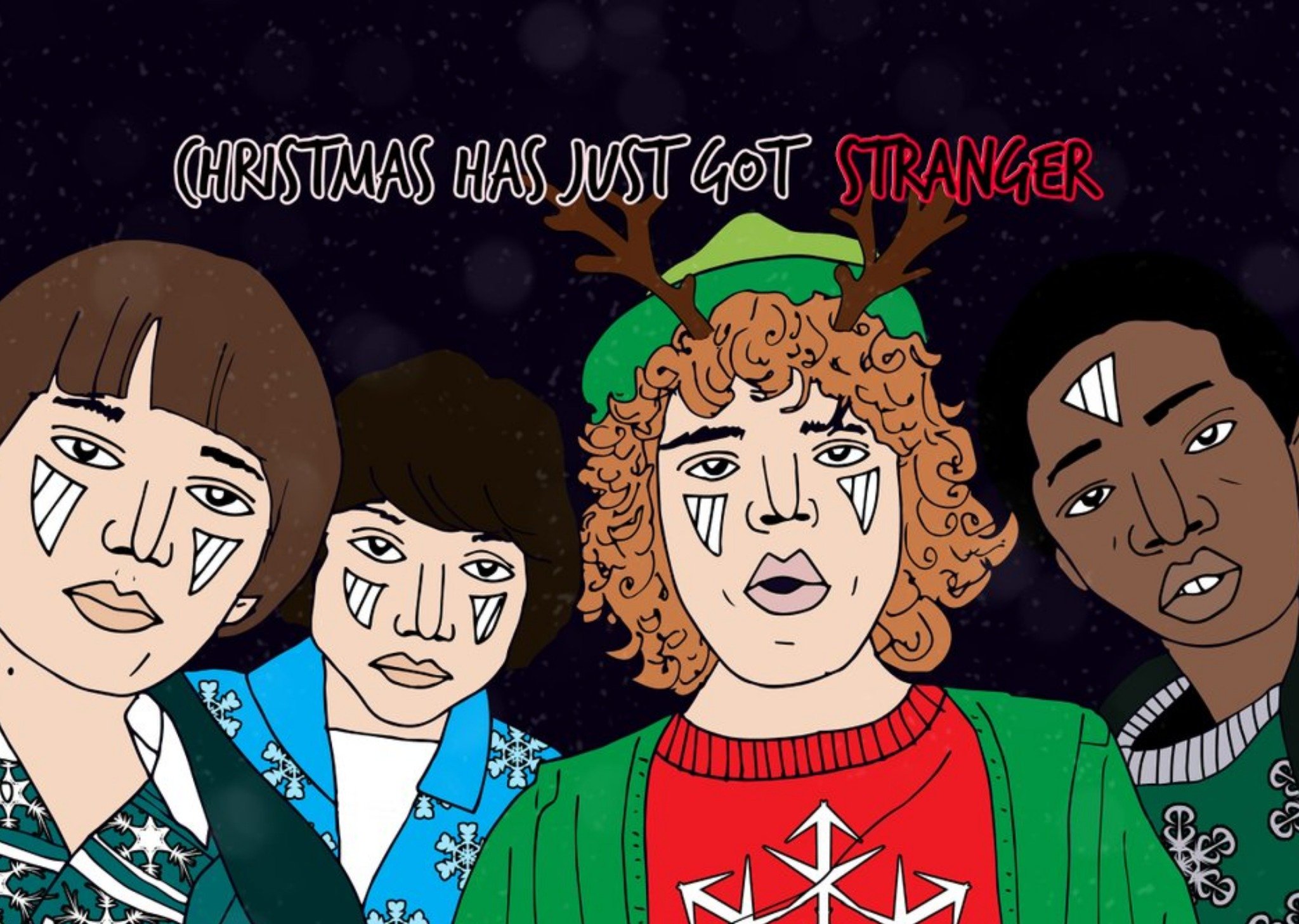 Moonpig Illustration Christmas Has Just Got Stranger Card, Large