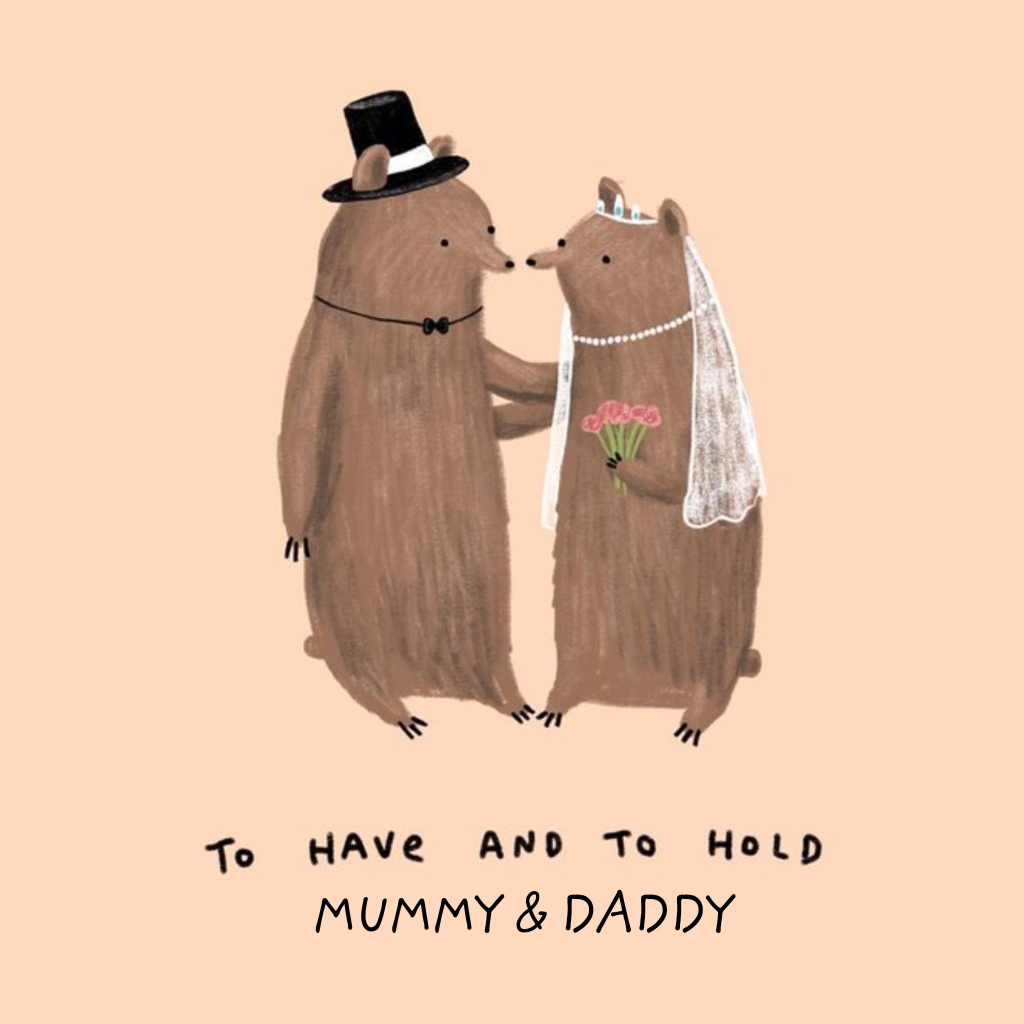 To Have And To Hold Bear Couple Wedding Card, Square