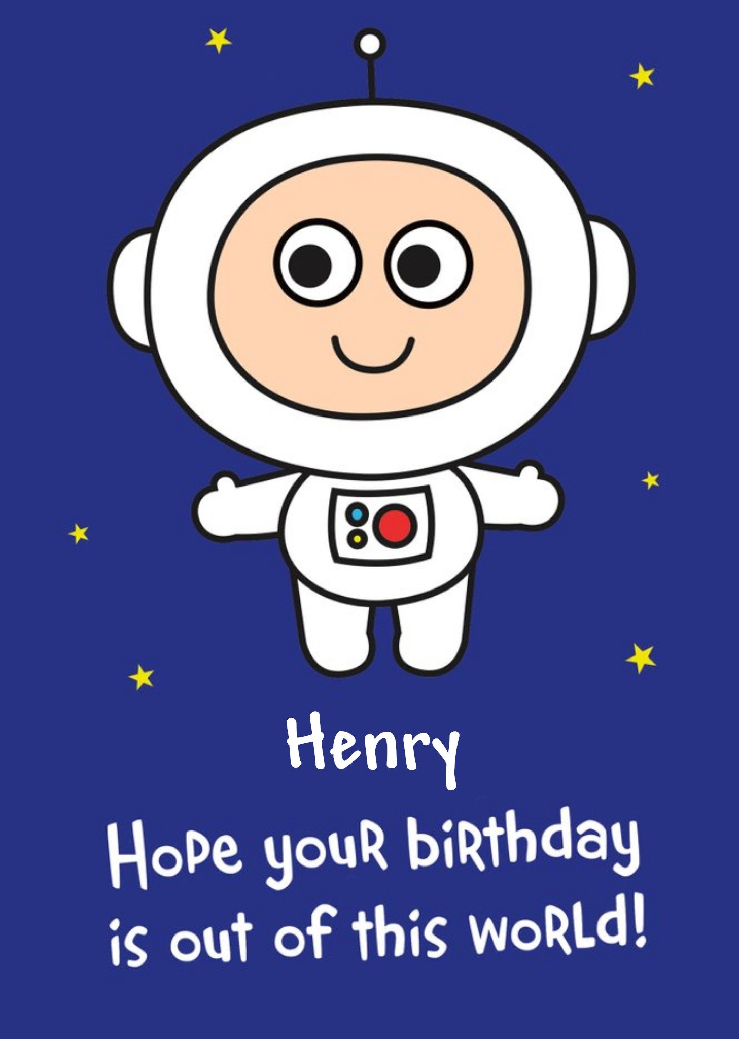 Moonpig Cartoon Illustration Of A Spaceman Floating Among The Stars Birthday Card, Large